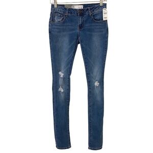 RSQ Ibiza Skinny Jeans Womens 1 Medium Wash Blue Distressed Ripped Denim JDP954